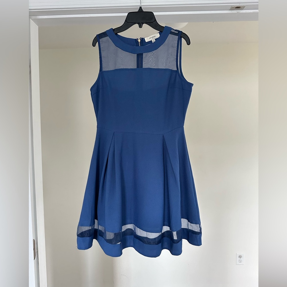 Blue Mesh Mini Dress - Size Small